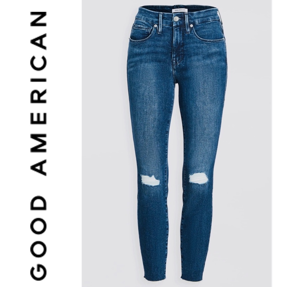 🆕 NWT GOOD AMERICAN Jean; Good Legs Crop, SZ:24. Blue 432. NOW$49 MRSP:$159